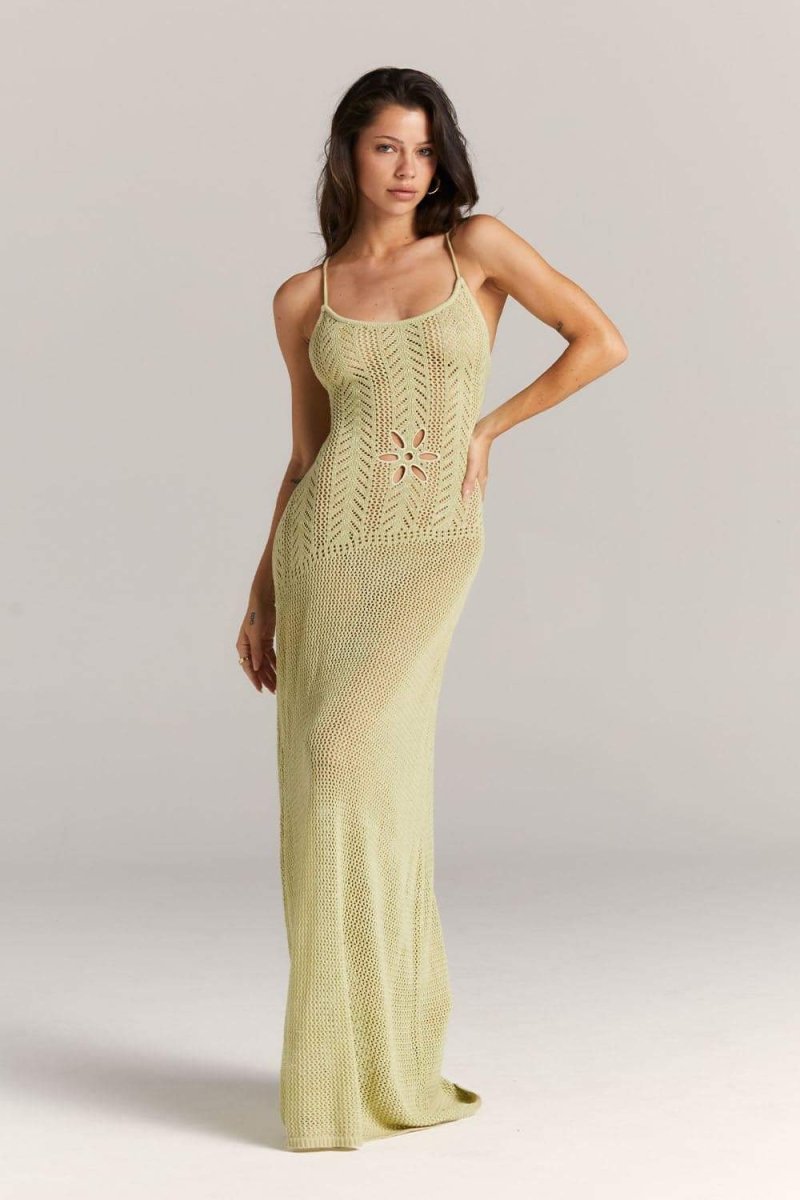 dresses-Marjorie Flower Cut-out Crochet Maxi Dress-SD00604122675-Green-S - Sunfere