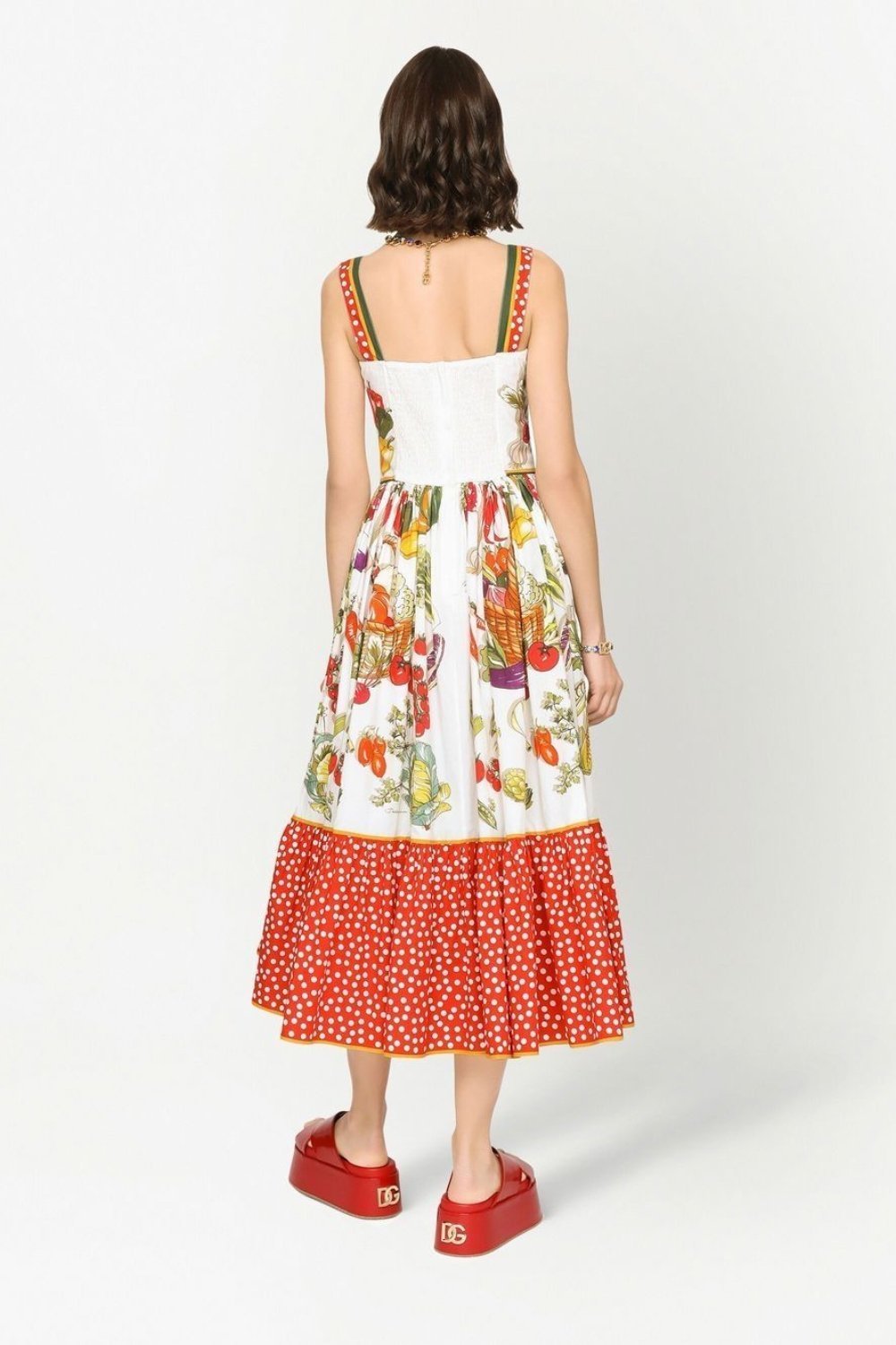Melissa Printed Flare Strap Midi Dress-Sunfere