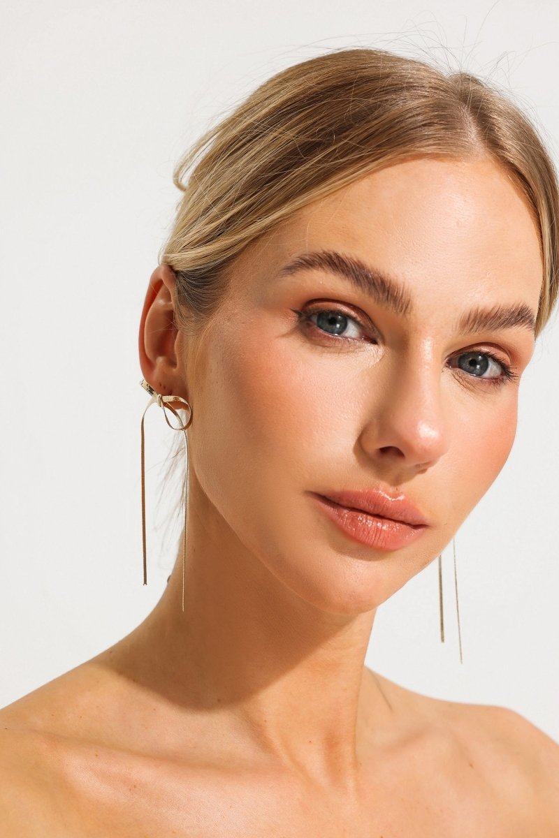 Metal Bowknot Stud Earrings-Sunfere