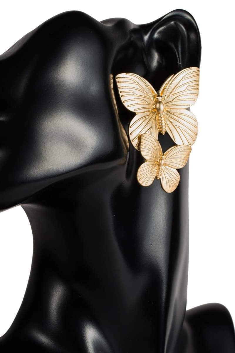 Metal Butterfly Drop Earrings-Sunfere