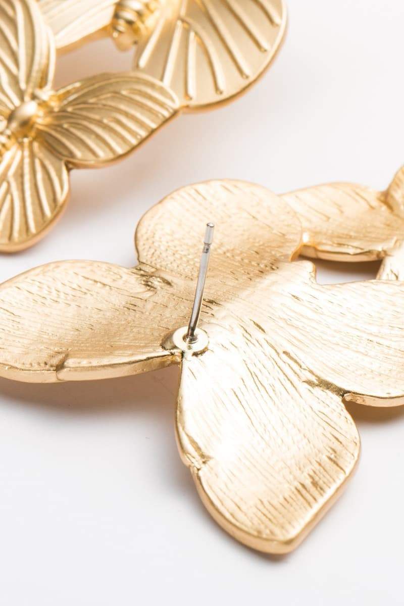 Metal Butterfly Drop Earrings-Sunfere