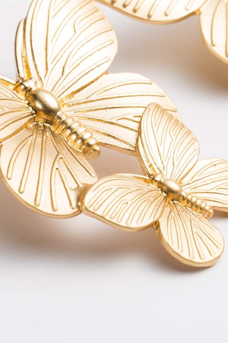 accessories-Metal Butterfly Drop Earrings-SA00603212507-Gold - Sunfere