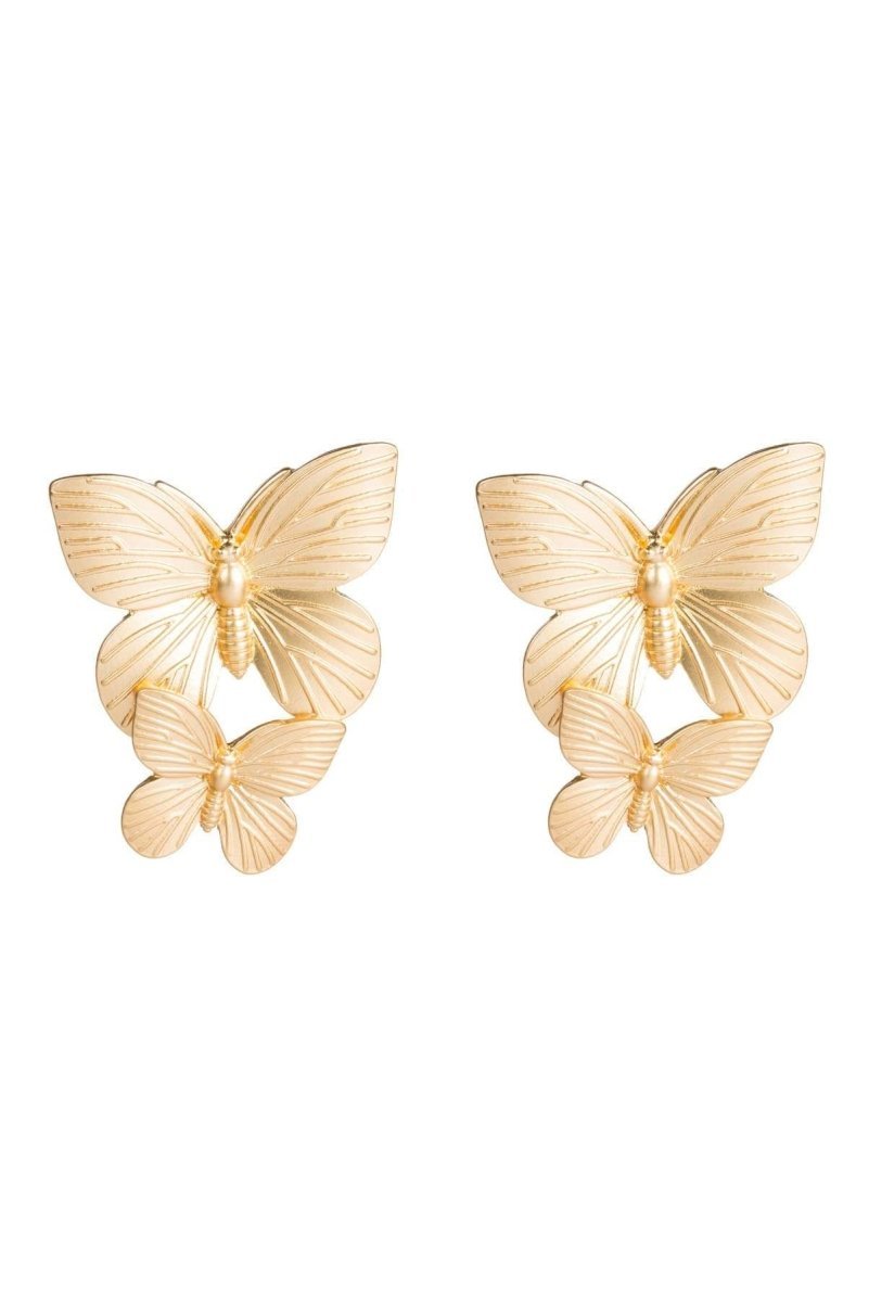 Metal Butterfly Drop Earrings-Sunfere