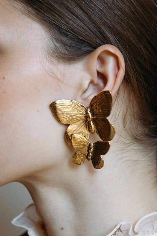Metal Butterfly Drop Earrings-Sunfere