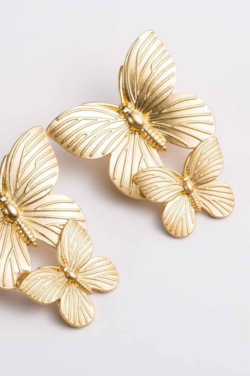 Metal Butterfly Drop Earrings-Sunfere