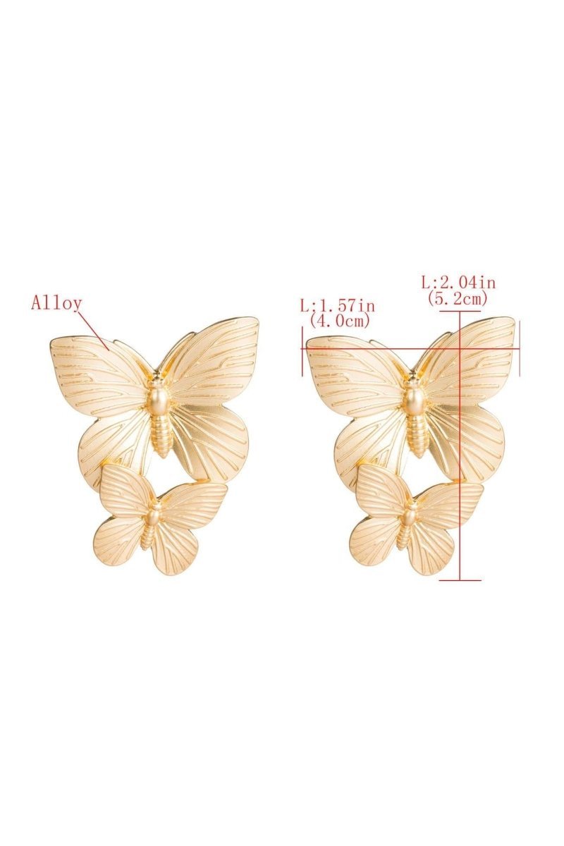 Metal Butterfly Drop Earrings-Sunfere
