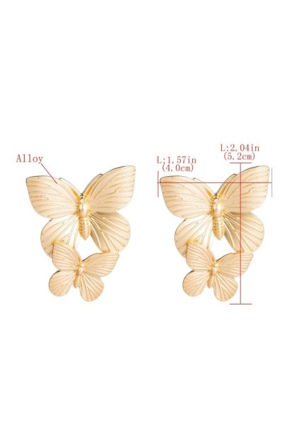 accessories-Metal Butterfly Drop Earrings-SA00603212507-Gold - Sunfere