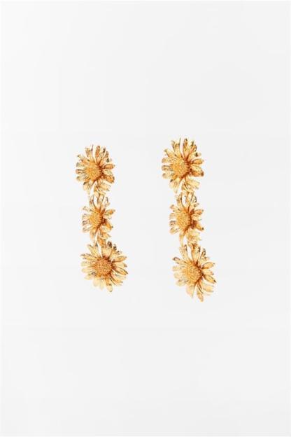 accessories-Metal Daisies Drop Earrings-SA00606032864-Gold - Sunfere