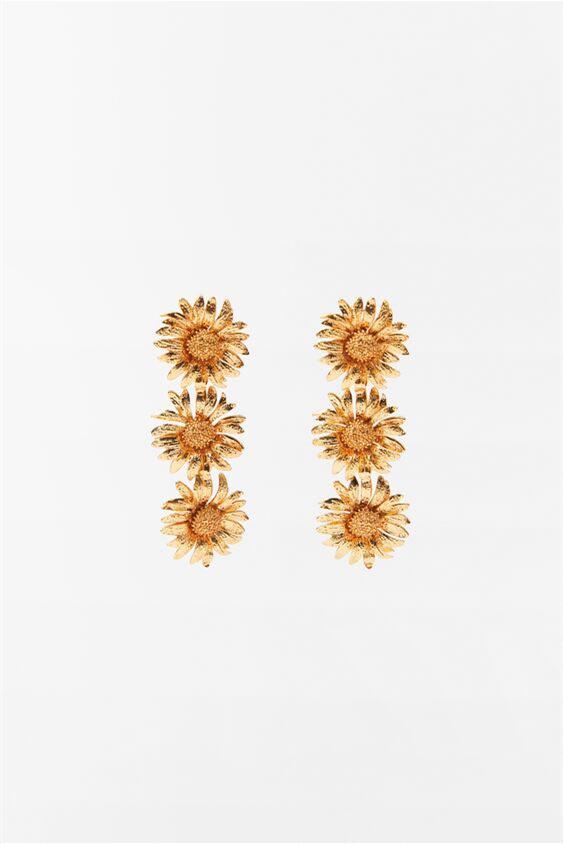 accessories-Metal Daisies Drop Earrings-SA00606032864-Gold - Sunfere