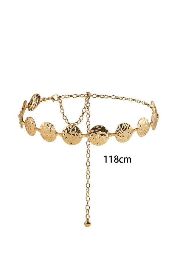 accessories-Metal Round Decor Waist Chain Belt-SA00601312306-Gold - Sunfere