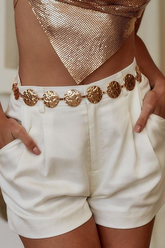 Metal Round Decor Waist Chain Belt-Sunfere