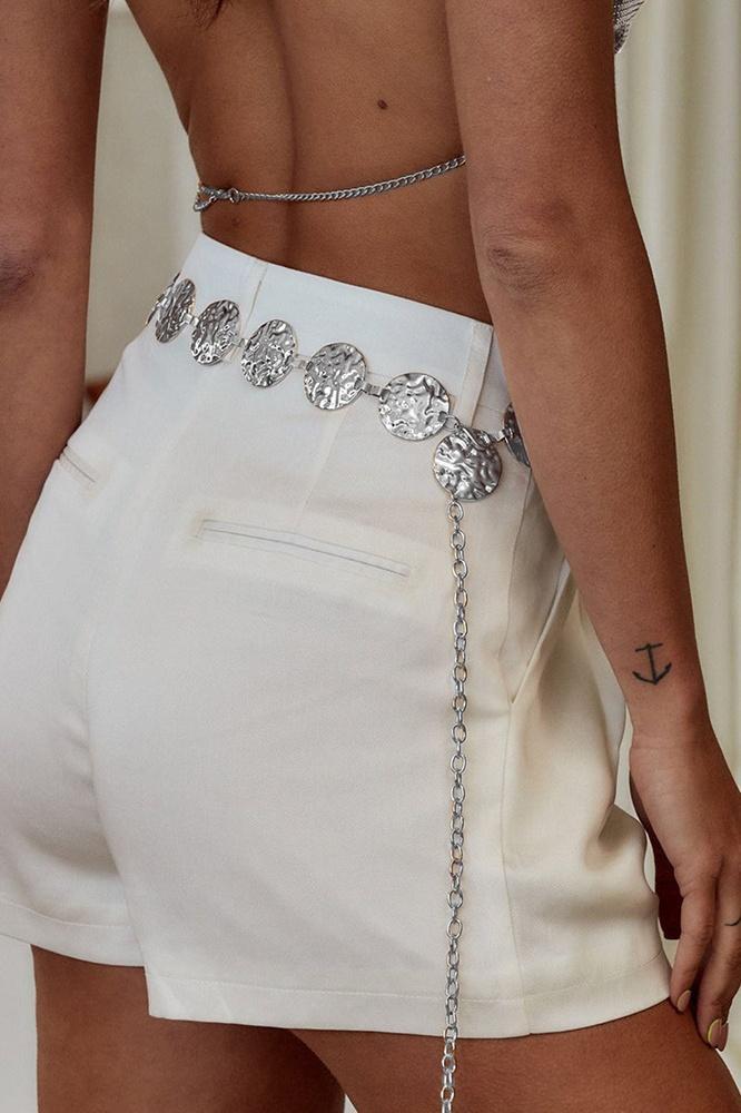 Metal Round Decor Waist Chain Belt-Sunfere
