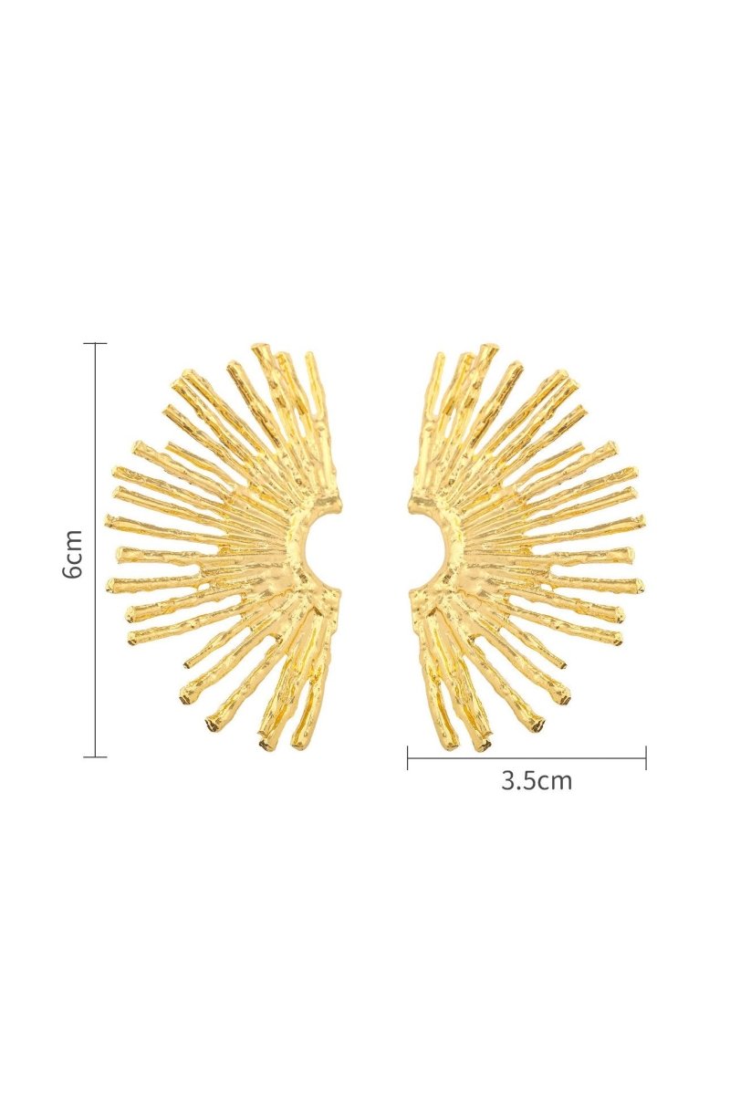 Metallic Sector Semicircular Earrings-Sunfere