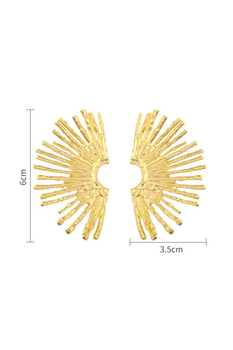 Metallic Sector Semicircular Earrings-Sunfere