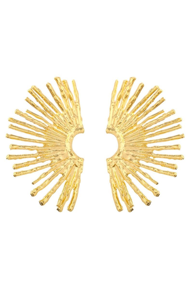 Metallic Sector Semicircular Earrings-Sunfere