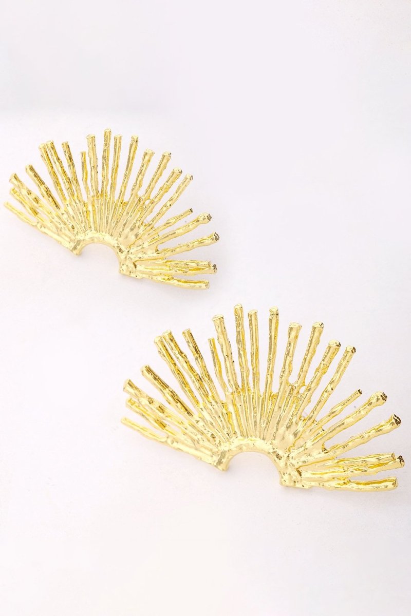 accessories-Metallic Sector Semicircular Earrings-SA00605162809-Gold - Sunfere