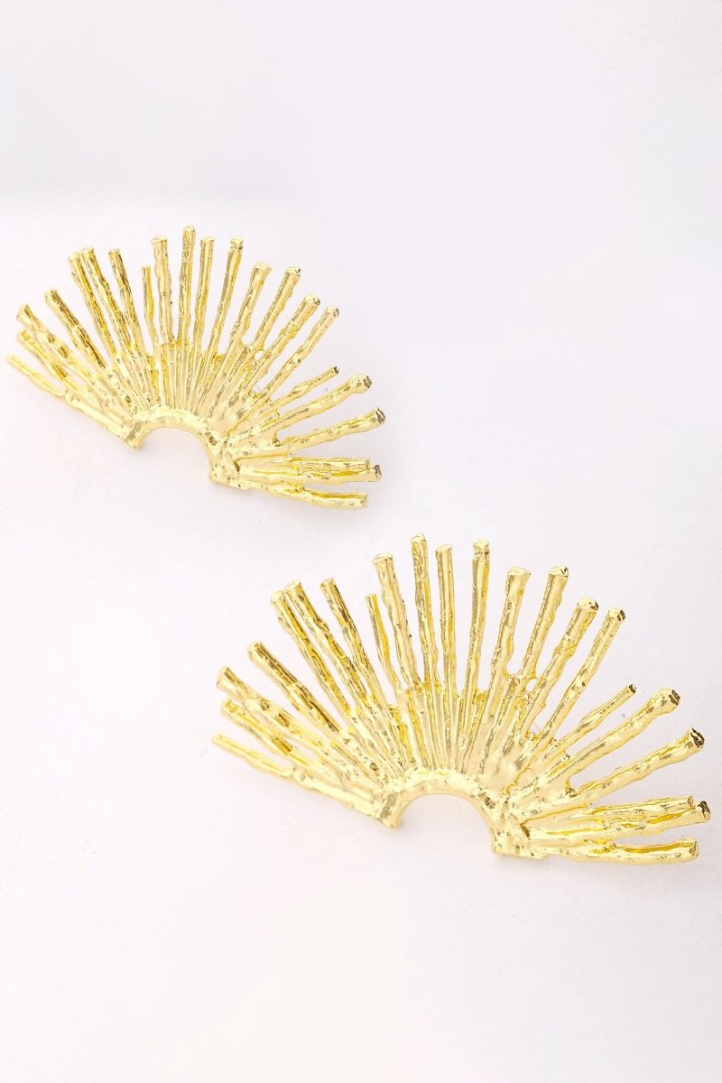 Metallic Sector Semicircular Earrings-Sunfere