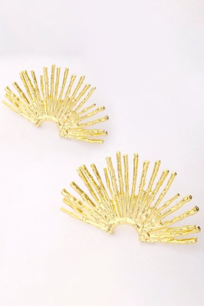 accessories-Metallic Sector Semicircular Earrings-SA00605162809-Gold - Sunfere