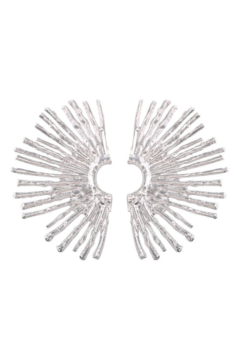 accessories-Metallic Sector Semicircular Earrings-SA00605162809-Silver - Sunfere