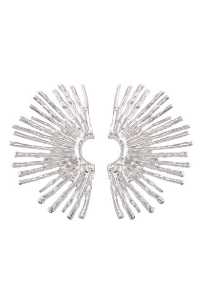 accessories-Metallic Sector Semicircular Earrings-SA00605162809-Silver - Sunfere
