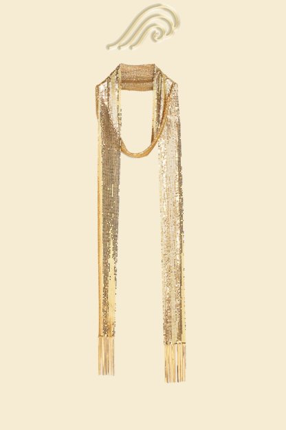 Metallic Tassel Skinny Scarf-Sunfere