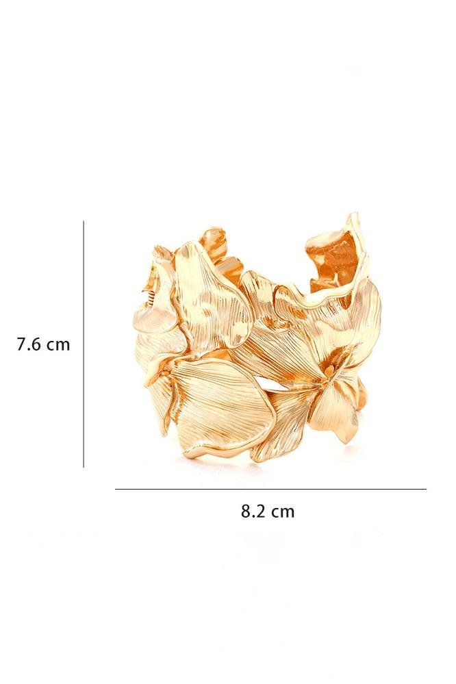 Metallic Textured Flowers Bracelet-Sunfere