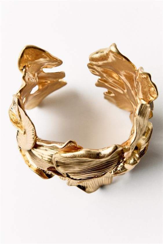 accessories-Metallic Textured Flowers Bracelet-SA00605162813-Gold - Sunfere