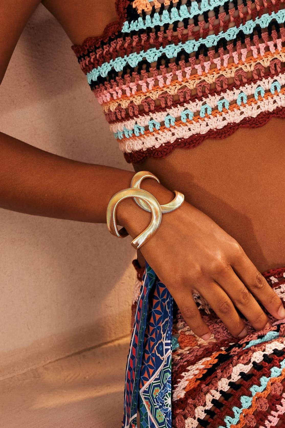 Metallic Textured Geometric Bracelet-Sunfere