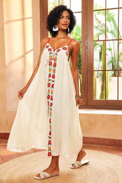 dresses-Mila Floral Embroidered V-neck Maxi Slip Dress-SD00602262358-White-S - Sunfere