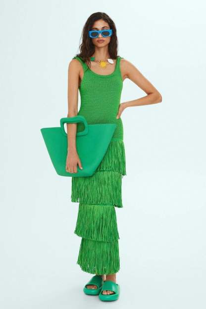 Miriam Tassel Knit Strap Maxi Dress-Sunfere