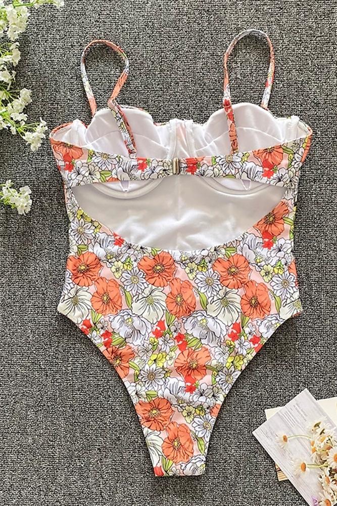 Mois Printed Cut-out Swimsuit