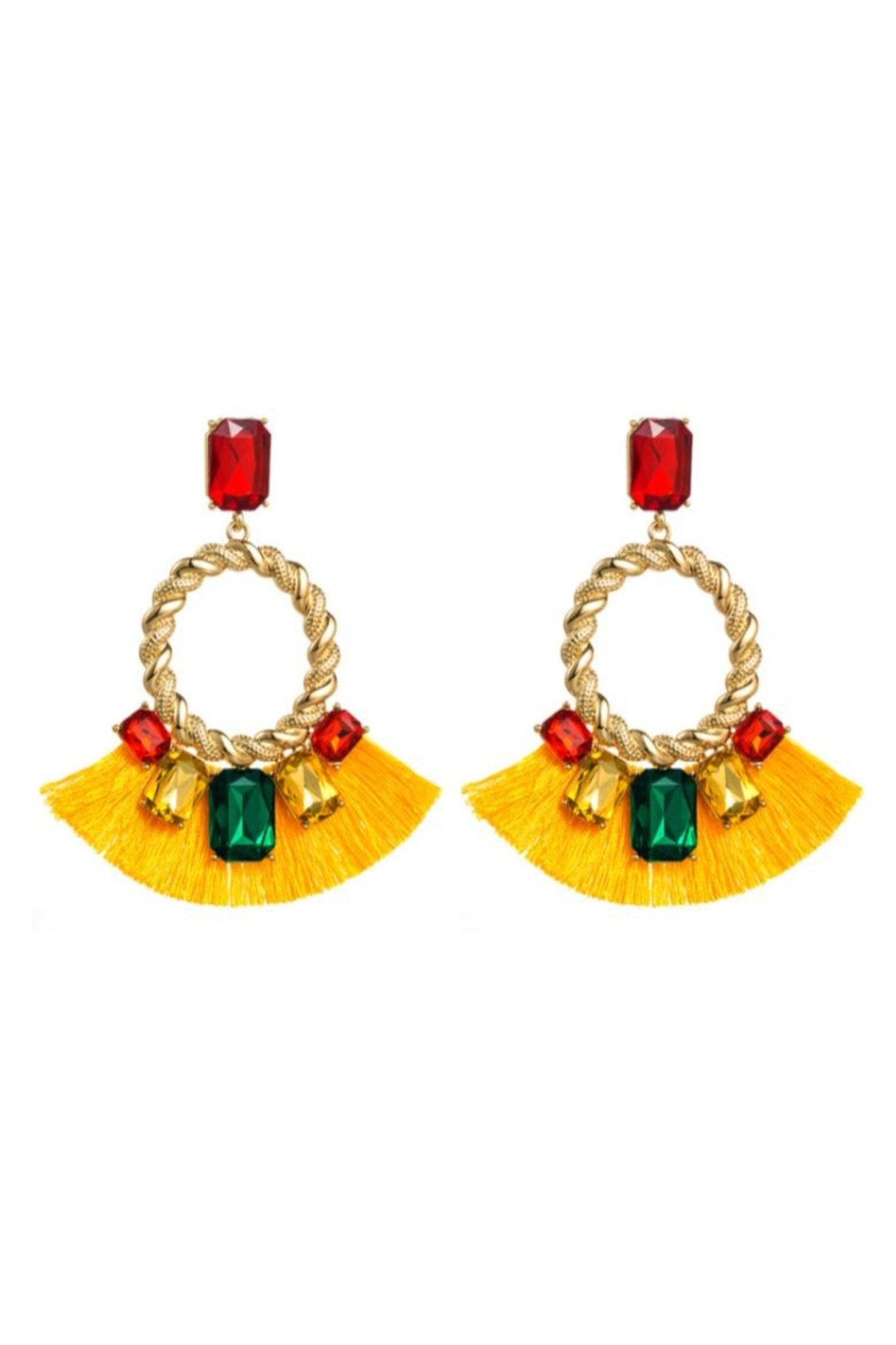 Mona Contrasting Diamante Tassel Earrings