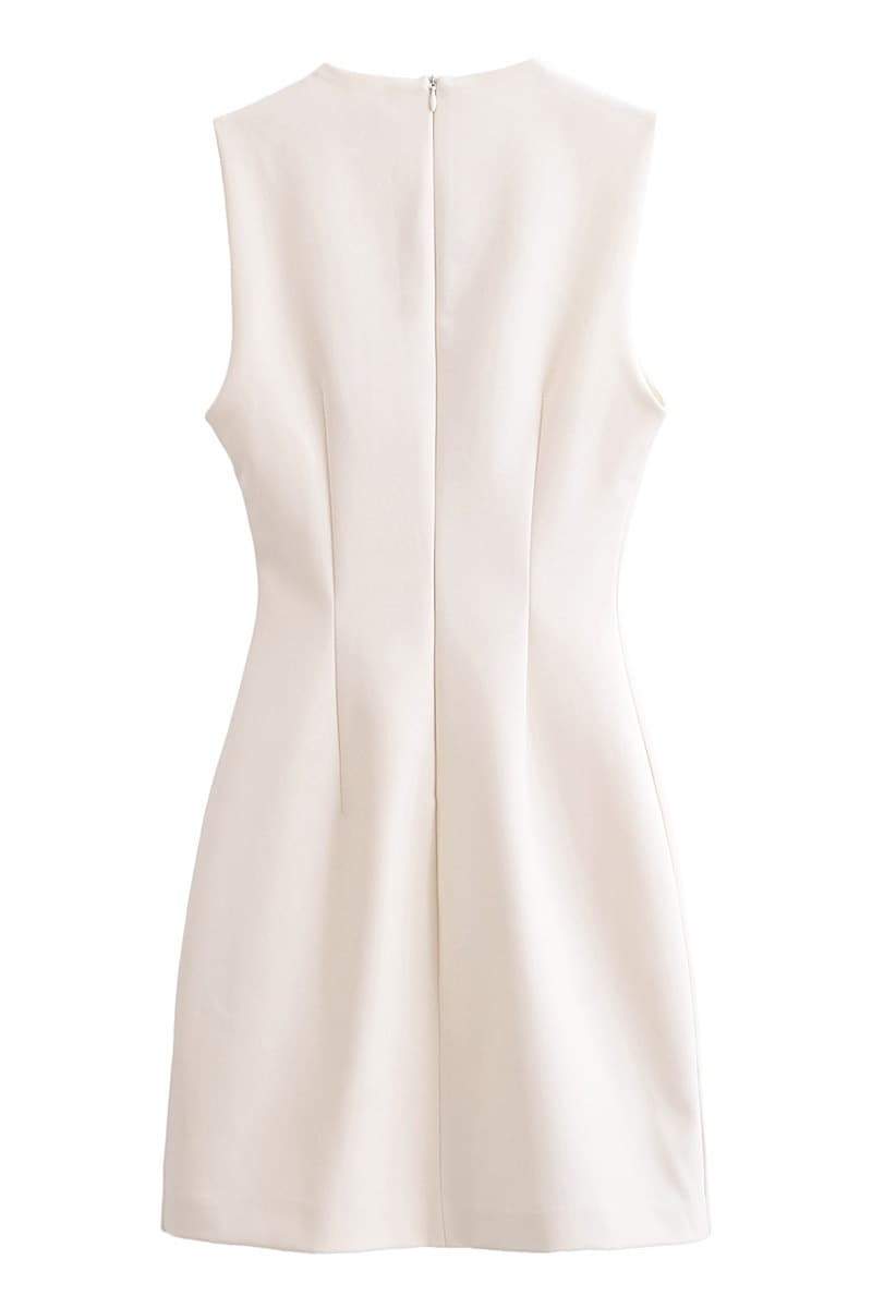 dresses-Mona Sleeveless Metal Buckle Mini Dress-SD00604022611-White-S - Sunfere