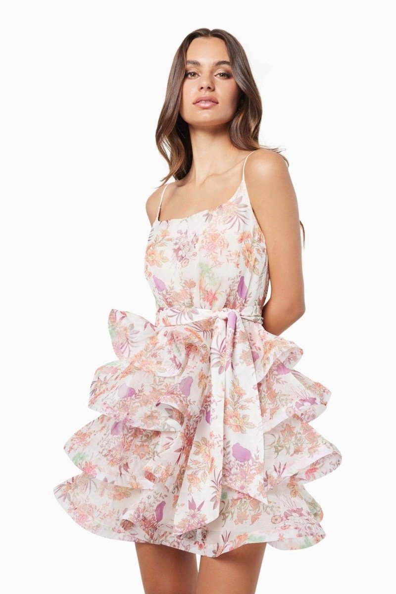 ◆Since Then◆ Modern ruffle mini dress Monica Floral Printed Ruffle Mini Dress-Sunfere – sunfere
