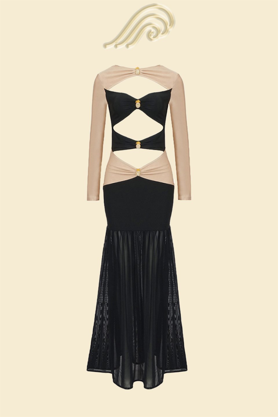 Morgan Cutout Contrast Jersey Maxi Dress
