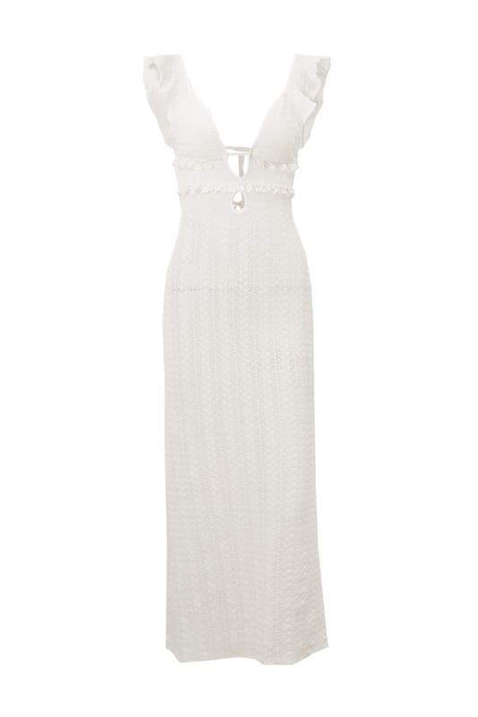 Muriel Ruffle Cut-out Knit Maxi Dress-Sunfere