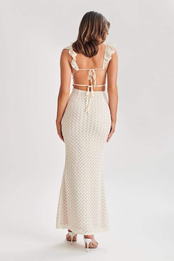 dresses-Muriel Ruffle Cut-out Knit Maxi Dress-SD00604022603-White-S - Sunfere