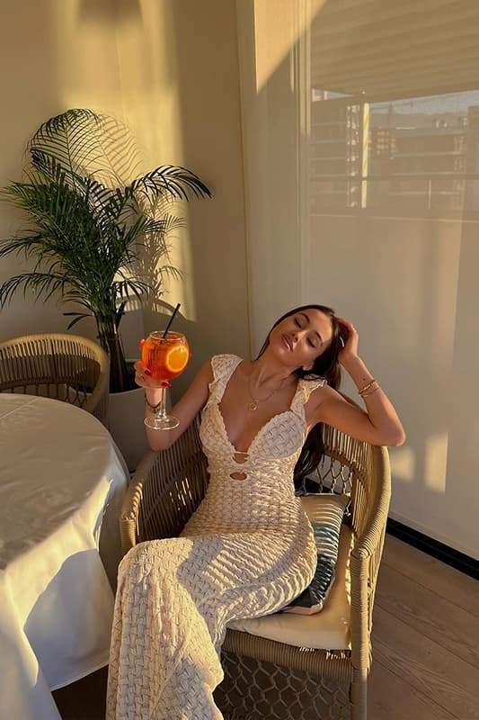 Muriel Ruffle Cut-out Knit Maxi Dress-Sunfere