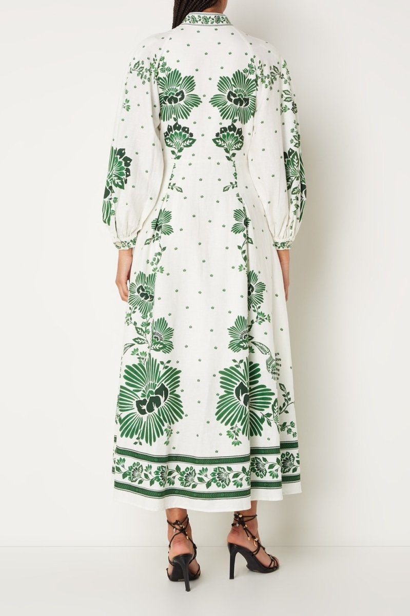 dresses-Nalin Printed Maxi Blouse Dress-SD00205282831-Green-S - Sunfere
