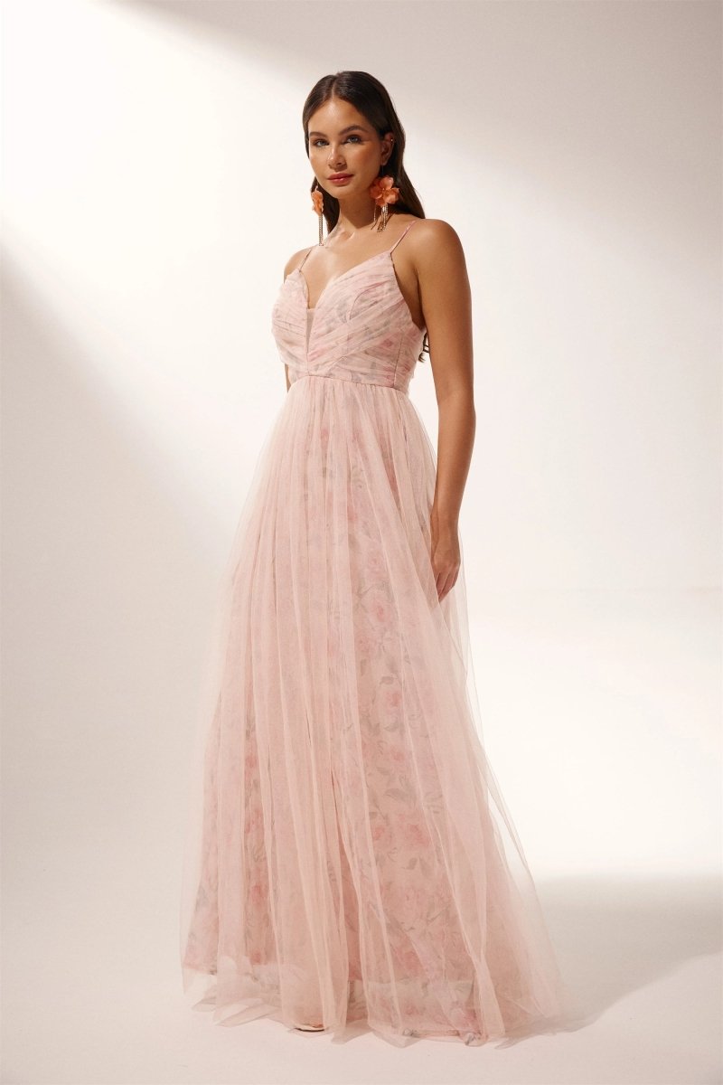 Natalie Floral Tulle Maxi Dress-Sunfere