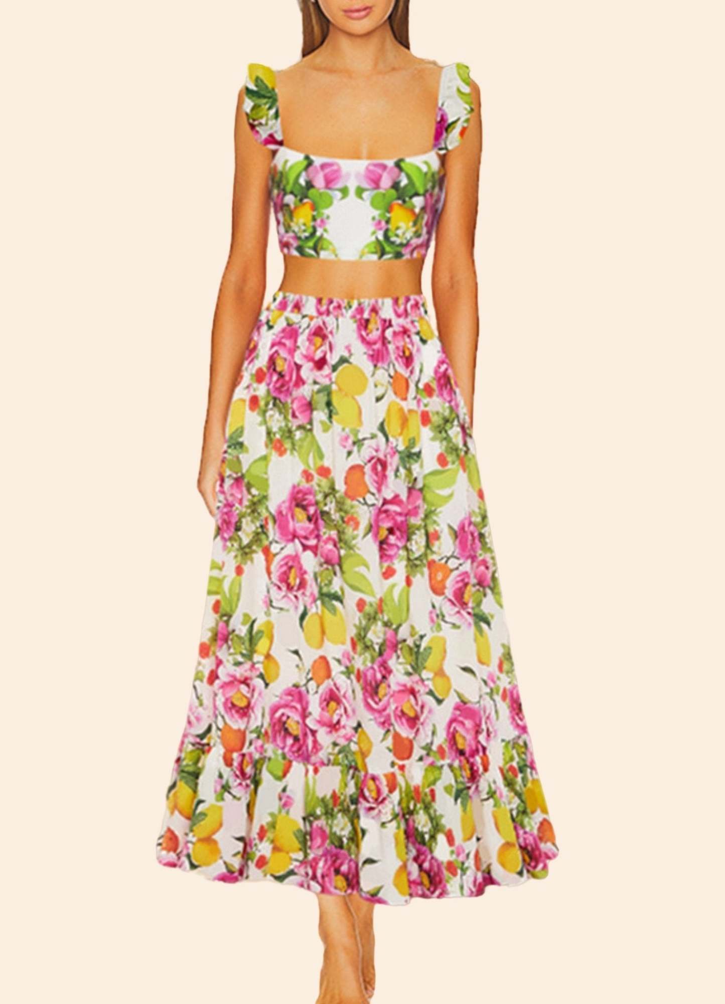 Nate Printed Ruffle Three-pieces Swim Set-Sunfere