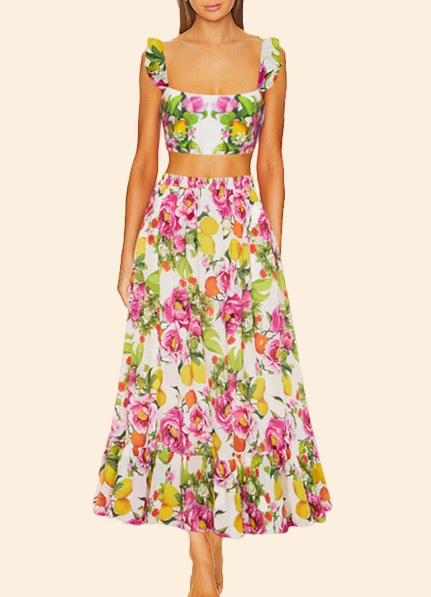 Nate Printed Ruffle Three-pieces Swim Set-Sunfere