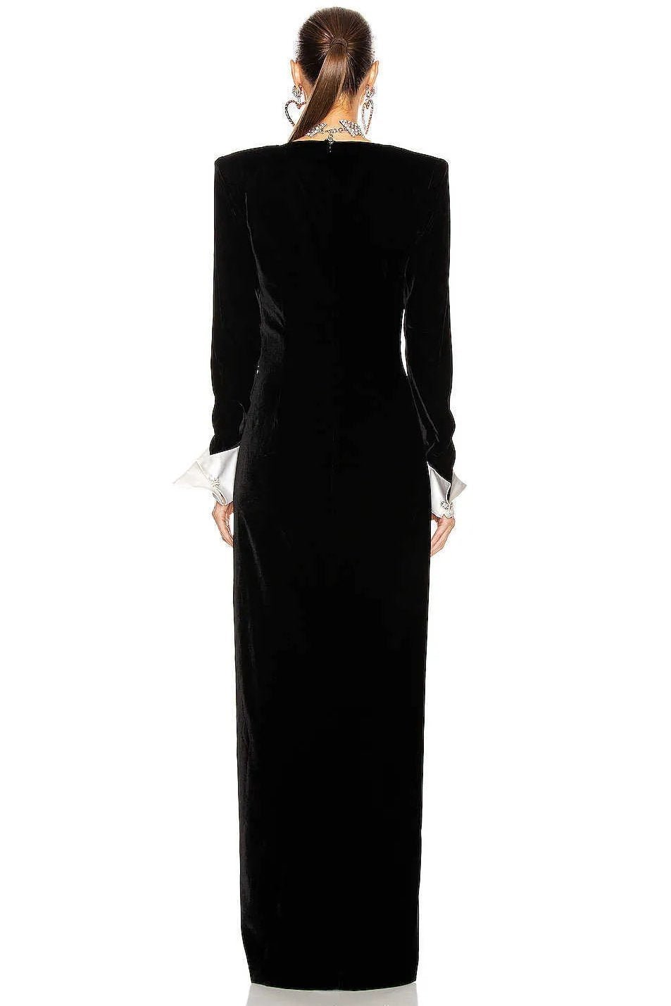 Nico V neck Diamante Slit Velvet Maxi Dress Sunfere