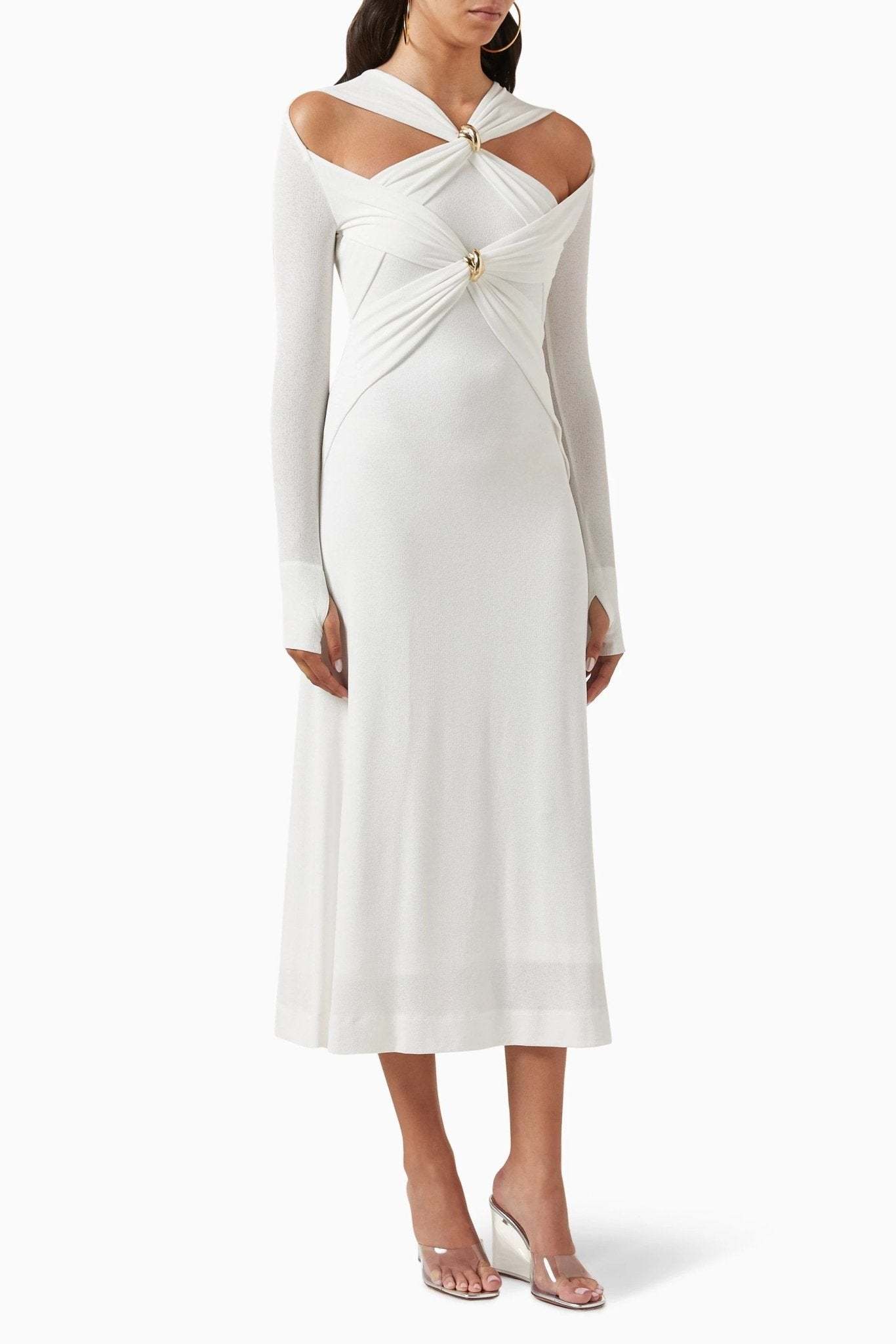 Nita Cut-out Cross Bodice Midi Knit Dress