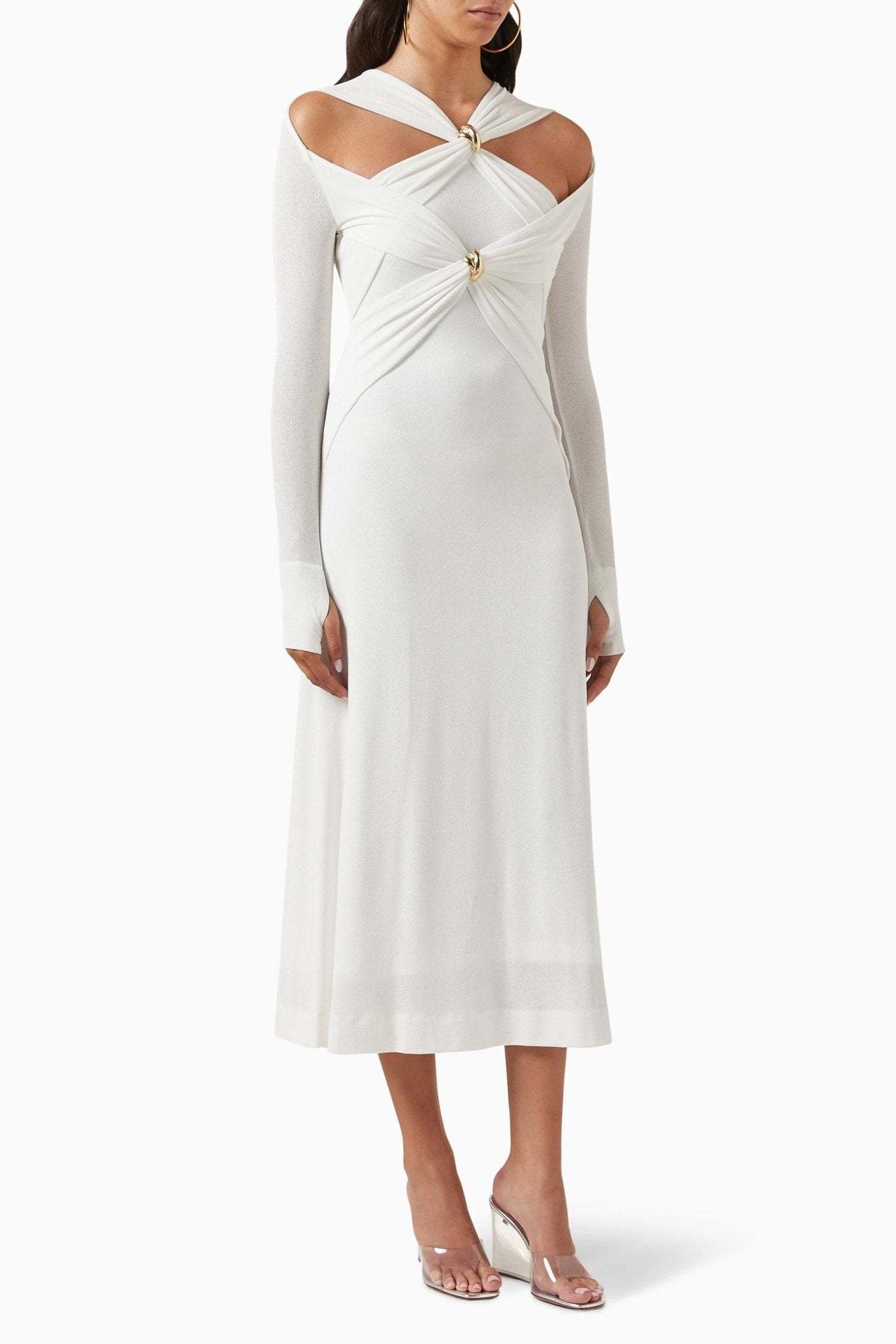 Nita Cut-out Cross Bodice Midi Knit Dress-Sunfere