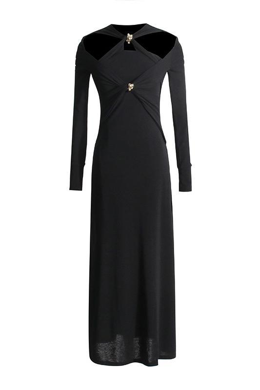 Nita Cut-out Cross Bodice Midi Knit Dress-Sunfere