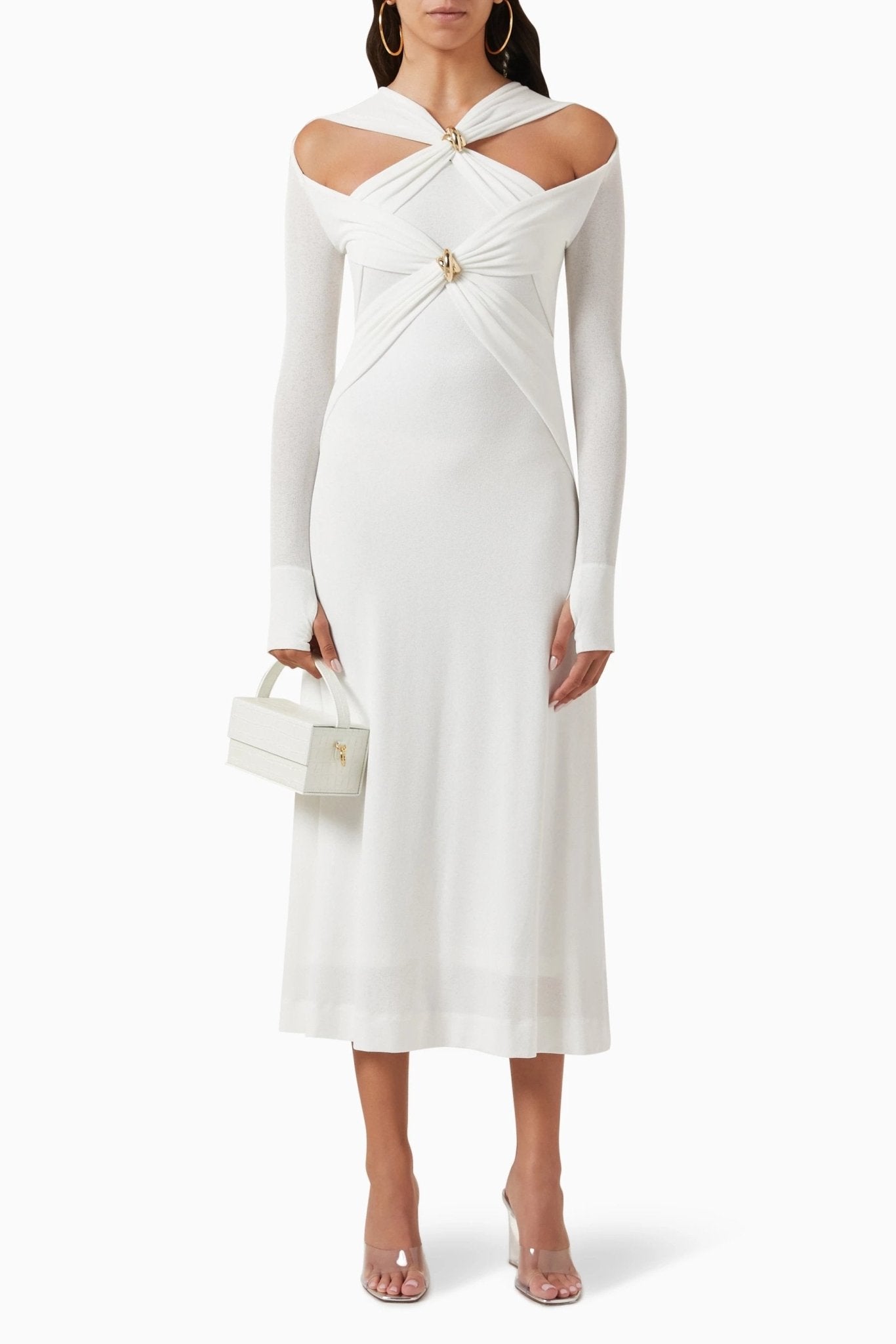 Nita Cut-out Cross Bodice Midi Knit Dress-Sunfere