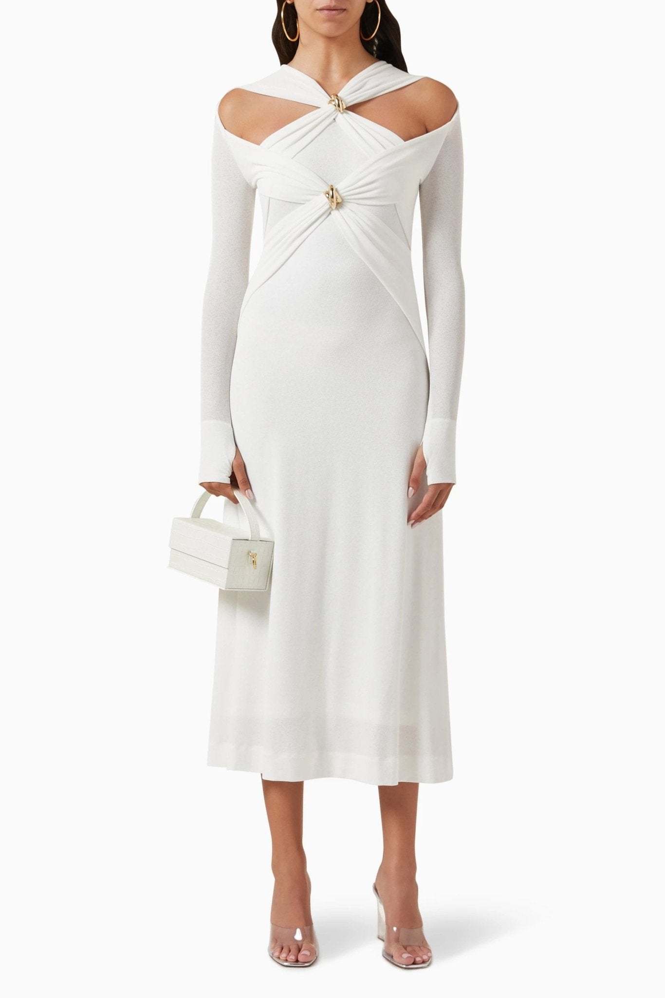 Nita Cut-out Cross Bodice Midi Knit Dress-Sunfere