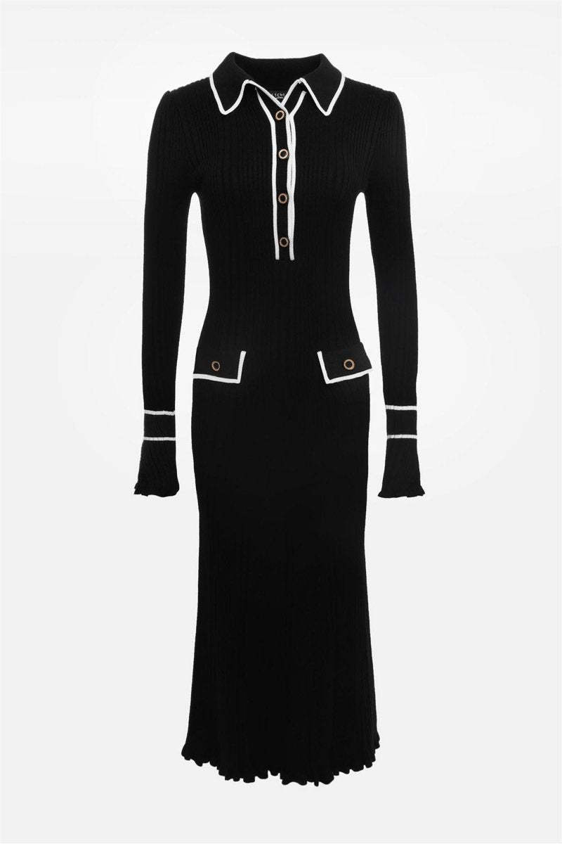 Novia Contrast Ruffle Knit Maxi Dress-Sunfere