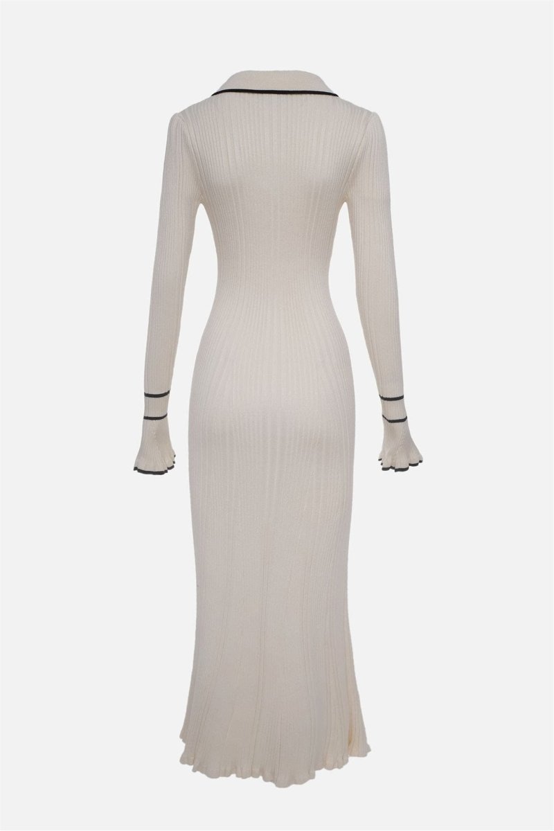 Novia Contrast Ruffle Knit Maxi Dress-Sunfere
